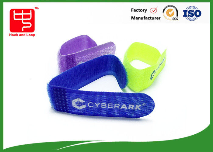 Nylon Mix Polyeste Velco Cable Ties , Wire Ties With Logo Printed Any Color