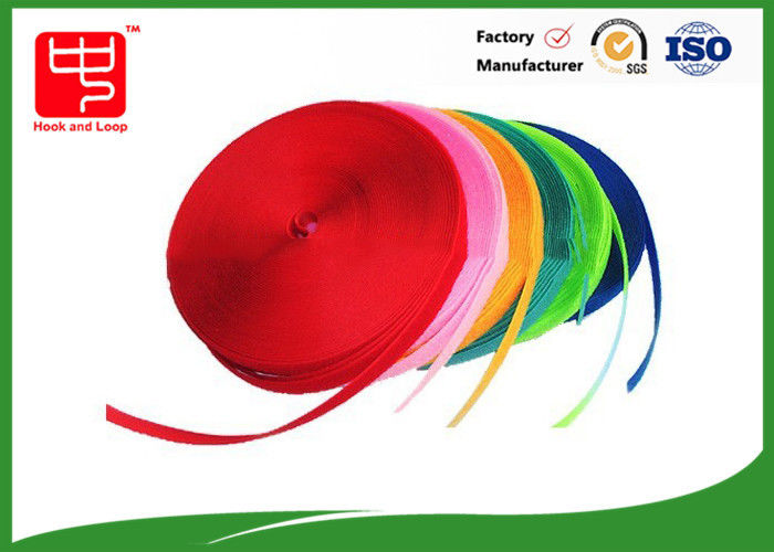 Polyester Mix Nylon Colored Hook And Loop Rolls / Sew On Hook And Loop Fastener Fabric