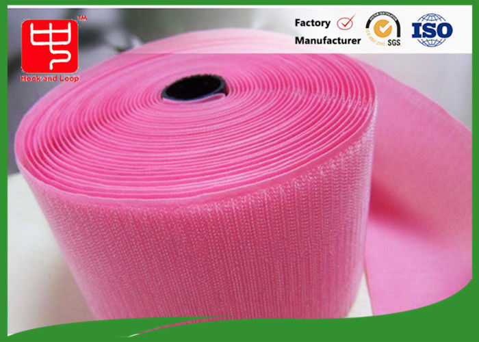 Custom Color Wide Hook &amp; Loop Fastening Tape 100% Nylon Light Pink